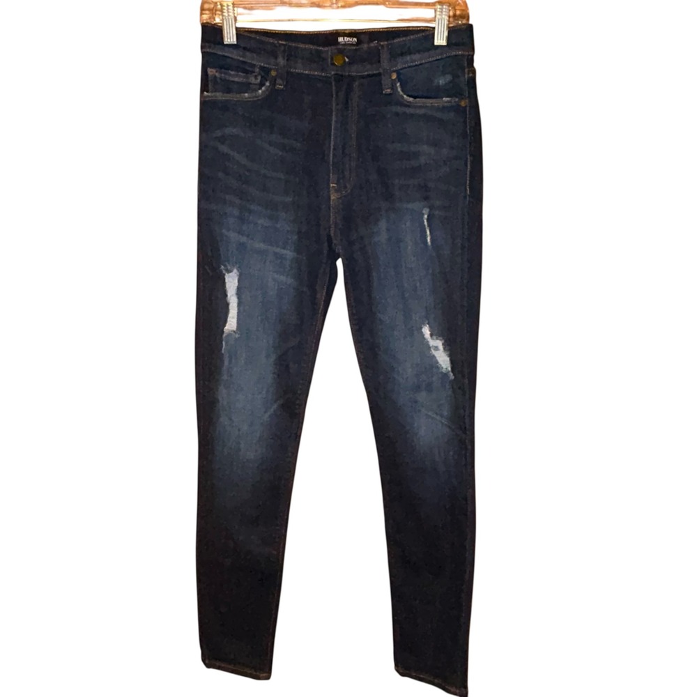 Hudson Barbara‎ Super Skinny Jeans Women's Size 27 Dark Wash Distressed